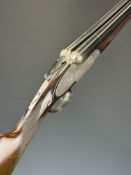 Zabala 12 bore side by side sidelock ejector shotgun with engraved locks, underside, trigger