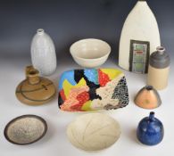 Collection of studio pottery vases and bowls including June Arniston, Habitat vase, etc tallest
