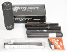 Six rifle or air rifle sound moderators including AimSport AimZonic in original box, Parker-Hale etc