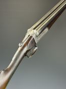 Mortimer & Son 12 bore side by side ejector shotgun with engraved locks, trigger guard, underside,