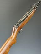 Webley Mark 3 .22 under-lever air rifle with plaque inset to the stock, semi-pistol grip and