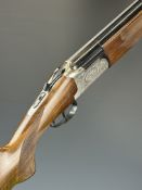 Lanber 12 bore over and under ejector shotgun with engraved locks, underside, trigger guard, top