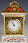 Royal Crown Derby Imari mantel clock decorated in the 1128 pattern, H20cm