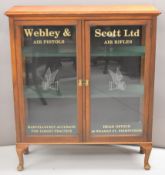 Webley & Scott air pistol and air rifles promotional or shop display cabinet with applied names