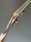 Manton & Co 12 bore side by side ejector shotgun with named and engraved locks, engraved