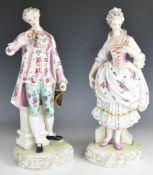 Pair of German porcelain figures, H46cm