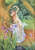 Francis Clark, ex Royal Worcester artist, porcelain plaque decorated with a nude wood nymph