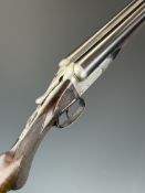 C G Bonehill 12 bore side by side ejector shotgun with named and engraved lock, engraved