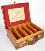 Cogswell & Harrison leather and brass bound shotgun cartridge magazine with fitted oak interior