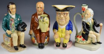 Four Kevin Francis figures / jugs comprising Henry Sandon, William Moorcroft, James Macintyre and