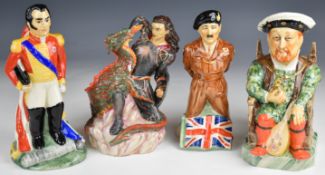 Four Kevin Francis jugs / figures comprising Henry VIII, Field Marshall Montgomery, St. George and