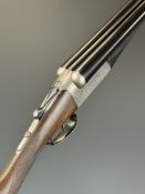 James Kirk 20 bore side by side ejector shotgun with named and engrave locks, engraved underside,