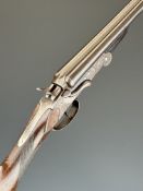 Belgian .410 side by side hammer action folding poacher's shotgun with chequered grip and forend,