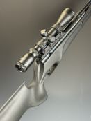 BSA Lightning .22 air rifle with composite stock, semi-pistol grip, raised cheek piece, sound