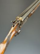 Spanish 12 bore side by side hammer action shotgun with engraved locks, hammers, trigger guard,