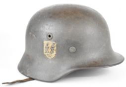 WW2 Nazi German / Third Reich M40 double decal steel helmet with SS (Waffen SS) decal and party