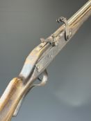 Civil War style blank firing 20 bore muzzle loading matchlock musket with scrolling trigger guard,