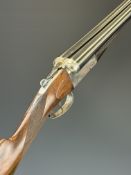 Joseph Lang & Son 12 bore side by side ejector shotgun with named locks, chequered grip and