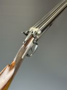 Alfred Lancaster 12 bore side by side hammer action shotgun with named and engraved locks,