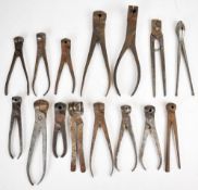 Fifteen pairs of pistol, revolver and rifle bullet moulds including examples stamped .38, 140, 240