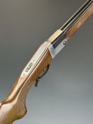 Falco 9mm side by side folding poacher's shotgun with chequered semi-pistol grip and forend, lever