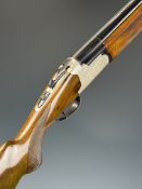 Lanber 12 bore over and under ejector shotgun with engraved locks, underside, trigger guard, top