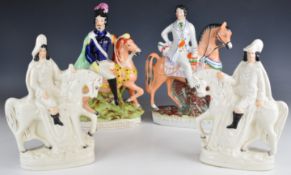 Four 19thC Staffordshire figures including Louis Napoleon, Prince of Wales etc, tallest 33cm