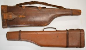 Two leather leg of mutton shotgun carry cases, largest 79cm long.