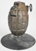 Inert WW1 Mills bomb grenade trench art money box with removeable base