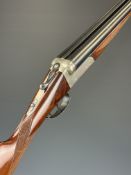 Master 12 bore side by side ejector shotgun with chequered grip and forend, double trigger and named