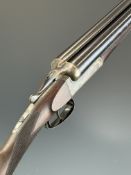 William Evans 12 bore side by side shotgun with border engraved locks, underside, trigger guard, top