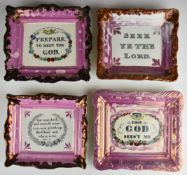 Four Sunderland lustre plaques, Wesleyan / Methodist interest, largest 22 x 24cm