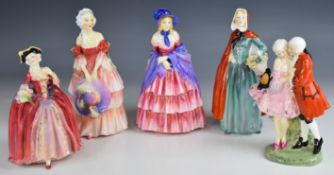 Five Royal Doulton figures including Jean, Veronica, Perfect Pair, Camille, etc, tallest 21cm