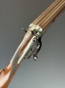 Edward Adkins of Lewes Sussex 12 bore side by side hammer action shotgun with named and engraved