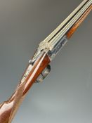 Ugartechea .410 side by side shotgun with border engraved lock, underside and trigger guard, foliate