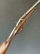 Belgian .36 rolling block rifle with chequered grip and forend, fixed sights and 27.75 inch