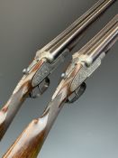 Pair of William Evans 12 bore sidelock side by side ejector shotguns each with named and engraved