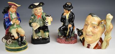 Four Kevin Francis jugs / figures comprising Charlie Chaplin, Vic Shuler, Dick Turpin and George H
