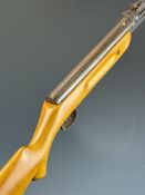 Relum Tornado .22 air rifle with semi-pistol grip, raised cheek piece and adjustable sights,