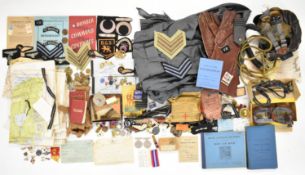 WW2 RAF and Royal Canadian Air Force interest medals, flying jacket, helmet, logbooks etc relating
