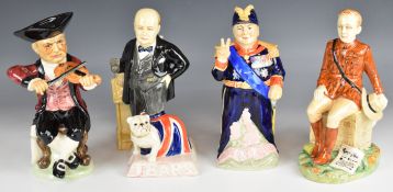 Four Kevin Francis jugs / figures compromising Winston Churchill, Naval Boer War Centenary,
