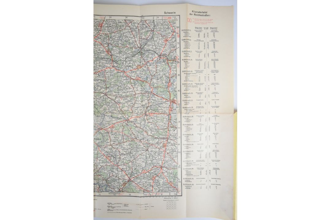 Nazi German road map covering the Lubeck and Schwerin are of Northern Germany, dated 1937 to lower - Image 5 of 5
