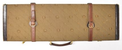 Beretta leather and canvas bound shotgun carry case with fitted interior,