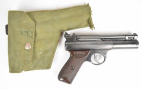 Webley Senior .22 air pistol with named and chequered Bakelite grips and adjustable sights, serial