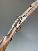 Investarm .50 muzzle loading percussion hammer action rifle with brass trigger guard, storage