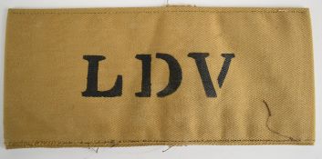 WW2 Bath, Somerset British Local Defence Volunteers (L.D.V) later the Home Guard, khaki armband with