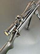 CZ 452-2E ZKM .22 bolt-action rifle with composite stock, semi-pistol grip, multi-shot magazine,