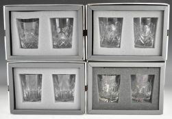 Four pairs of Waterford Crystal Millennium Collection 'Double Old Fashions' glasses in four separate