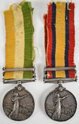 British Army Boer War medal pair comprising Queen's South Africa Medal with Belfast and Natal clasps