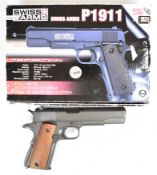 Swiss Arms P1911 .177 CO2 air pistol with wooden grips, multi-shot magazine and fixed sights, serial